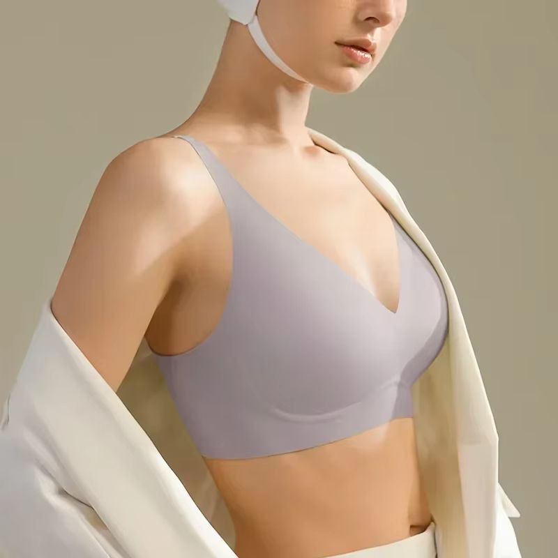 SUJIIN Seamless Wireless Bra For Women Push Up Padded V Neck Bralette Invisible Lift MX208 11