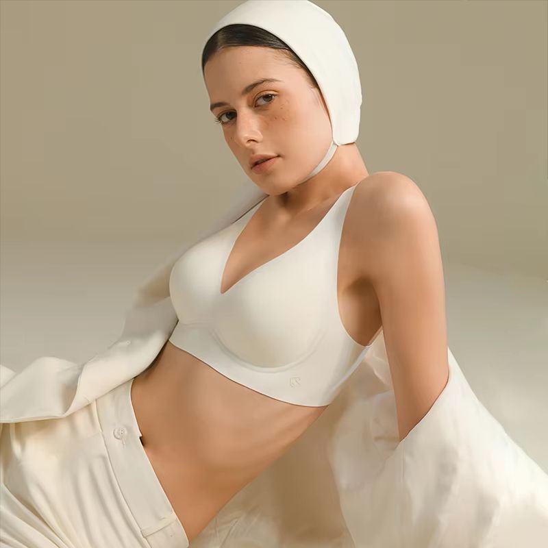 SUJIIN Seamless Wireless Bra For Women Push Up Padded V Neck Bralette Invisible Lift MX208 2