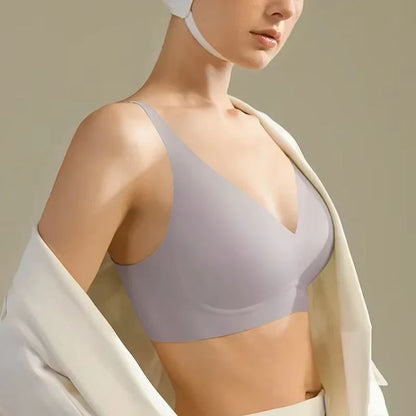 SUJIIN Seamless Wireless Bra For Women Push Up Padded V Neck Bralette Invisible Lift MX208 4