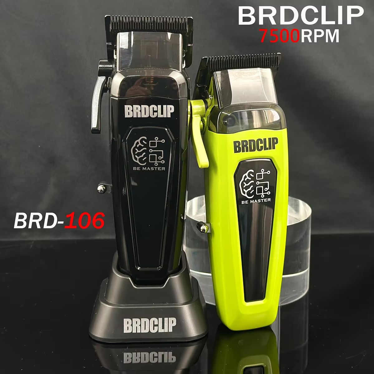 BRDCLIP BRD106 Professional Mens Hair Clipper 7500RPM Cordless Trimmer with Charging Base and DLC Blade
