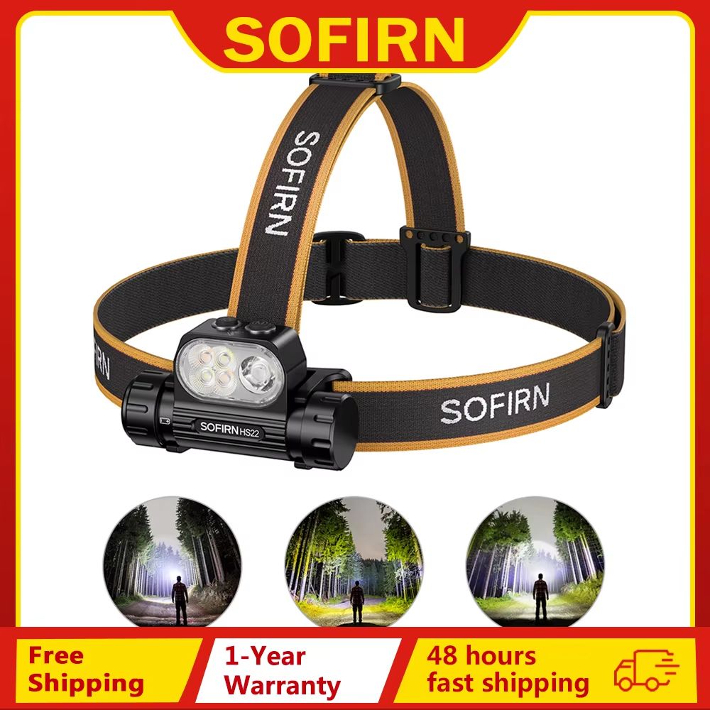 SOFIRN HS22 Rechargeable LED Headlamp 2500 Lumens with Adjustable Color Temperature and Dual Switch