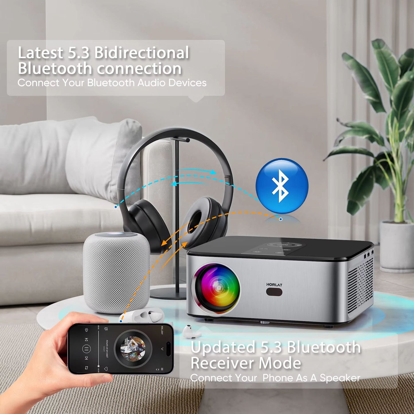HORLAT T3N 1500 ANSI Lumens 4K LED Projector With Android Full HD 1080P 8K Support Auto Keystone An 3