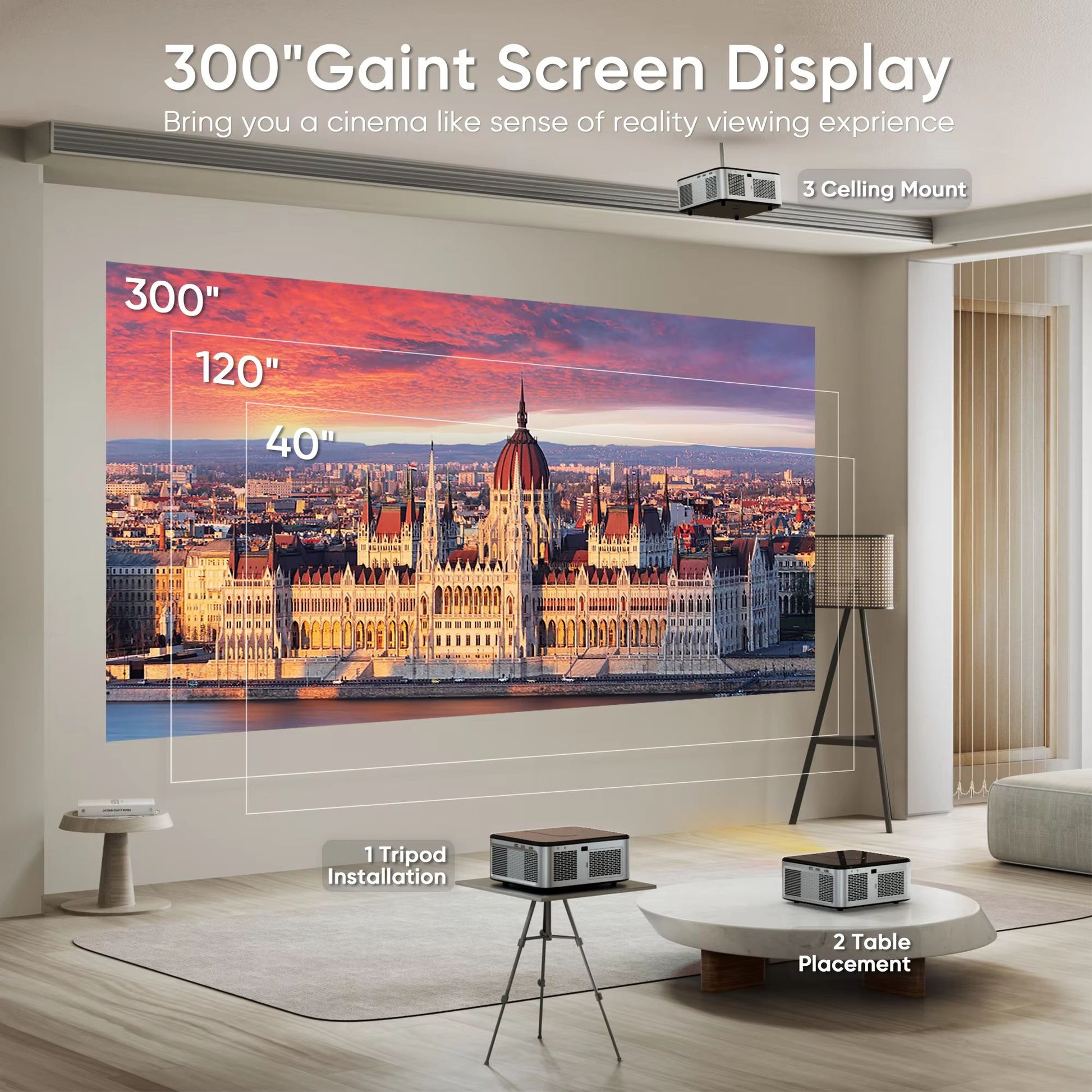 HORLAT T3N 1500 ANSI Lumens 4K LED Projector With Android Full HD 1080P 8K Support Auto Keystone An 4