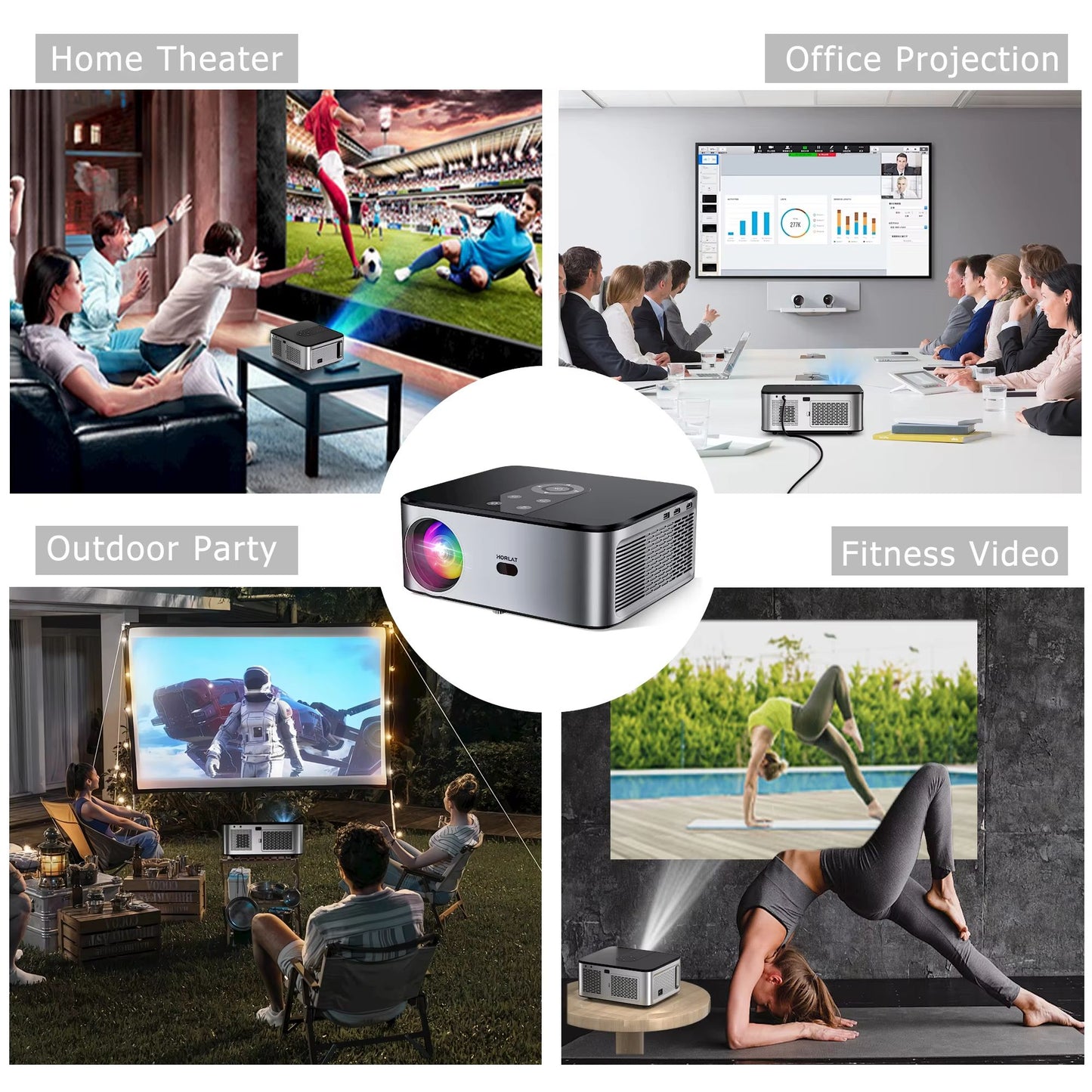 HORLAT T3N 1500 ANSI Lumens 4K LED Projector With Android Full HD 1080P 8K Support Auto Keystone An 5