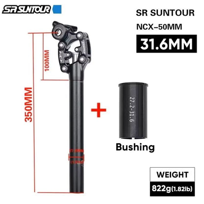 SR Suntour NCX Bicycle Suspension Seat Post  50mm Travel ShockAbsorbing Seatpost For MTB And Road B 9