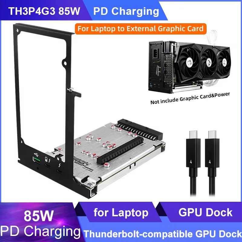 TH3P4G3 Thunderbolt GPU Dock 85W PD Charging – External Graphics Card Dock for MacBook and Windows Laptops