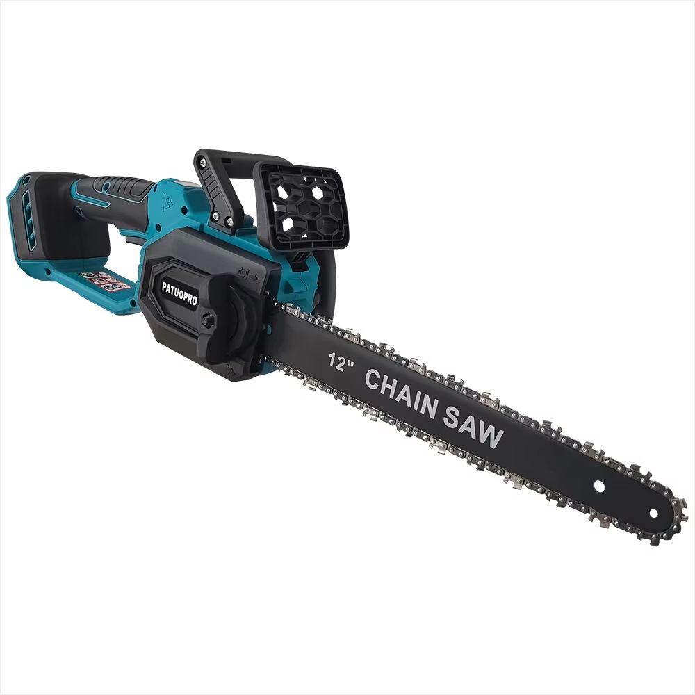 12 Inch Brushless Electric Chainsaw Cordless with LED Display – Wood Cutting Power Tool Compatible with Makita 18V Batte