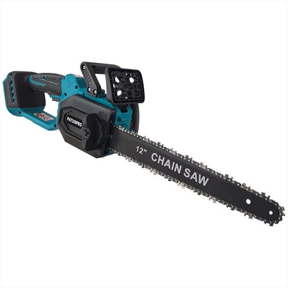 12 Inch Brushless Electric Chainsaw Cordless with LED Display – Wood Cutting Power Tool Compatible with Makita 18V Batte