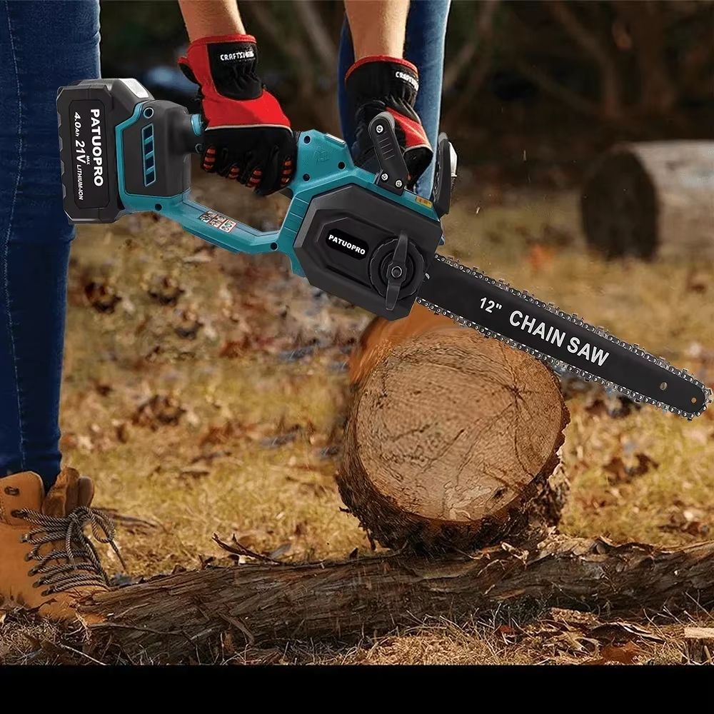 12 Inch Brushless Electric Chainsaw Cordless With LED Display  Wood Cutting Power Tool Compatible W 5