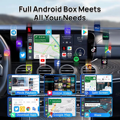 2025 CarPlay AI Box With Android 13  8Core CPU 5G WiFi GPS Wireless Android Auto  Netflix Smart TV  2