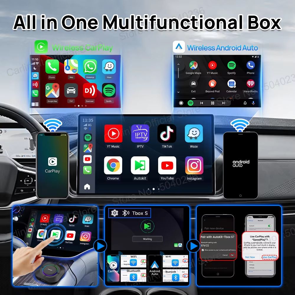 2025 CarPlay AI Box With Android 13  8Core CPU 5G WiFi GPS Wireless Android Auto  Netflix Smart TV  3