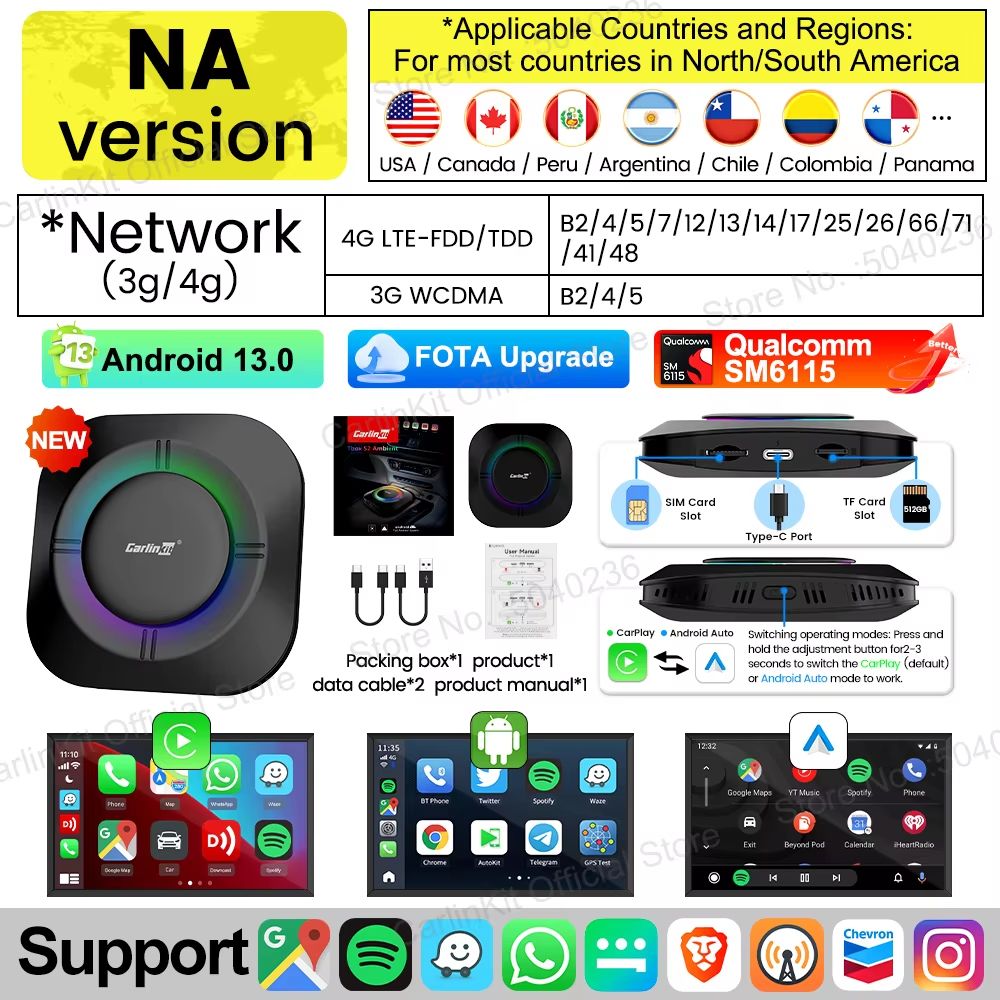 2025 CarPlay AI Box With Android 13  8Core CPU 5G WiFi GPS Wireless Android Auto  Netflix Smart TV  7