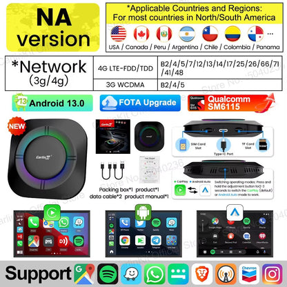 2025 CarPlay AI Box With Android 13  8Core CPU 5G WiFi GPS Wireless Android Auto  Netflix Smart TV  7