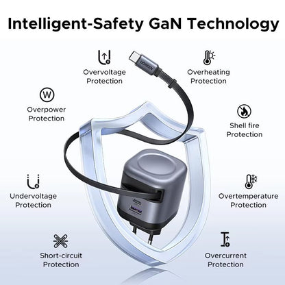 UGREEN 45W GaN Fast Charger With Retractable Cable  Compact PPS QC PD 30 Power Adapter For IPhone S 4