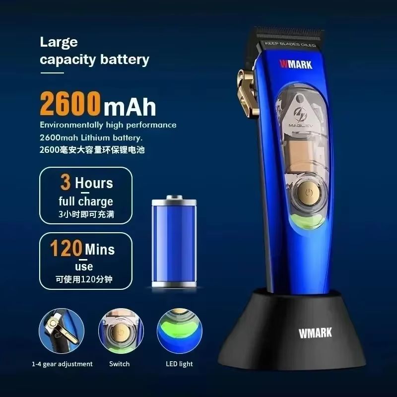 WMARK NG9004 Professional Hair Clipper  BRDCLIP M3T Electric Trimmer With DLC Blade For Barbers And 2