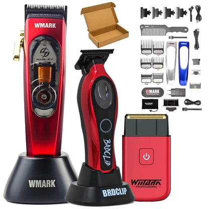 WMARK NG9004 Professional Hair Clipper  BRDCLIP M3T Electric Trimmer With DLC Blade For Barbers And 8