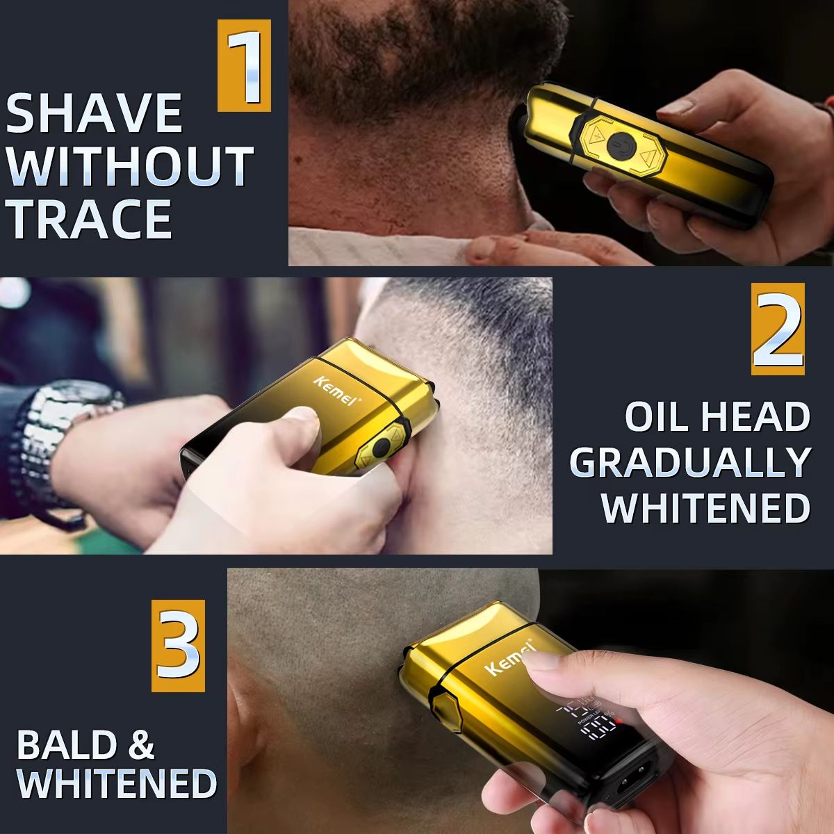 Kemei KMTX10 Professional Electric Shaver  7500RPM Beard Trimmer And Rechargeable Hair Razor For Me 2