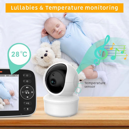 5 Inch Video Baby Monitor With Camera  4X Zoom Temperature Sensor TwoWay Audio  Lullabies 1