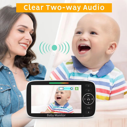 5 Inch Video Baby Monitor With Camera  4X Zoom Temperature Sensor TwoWay Audio  Lullabies 2