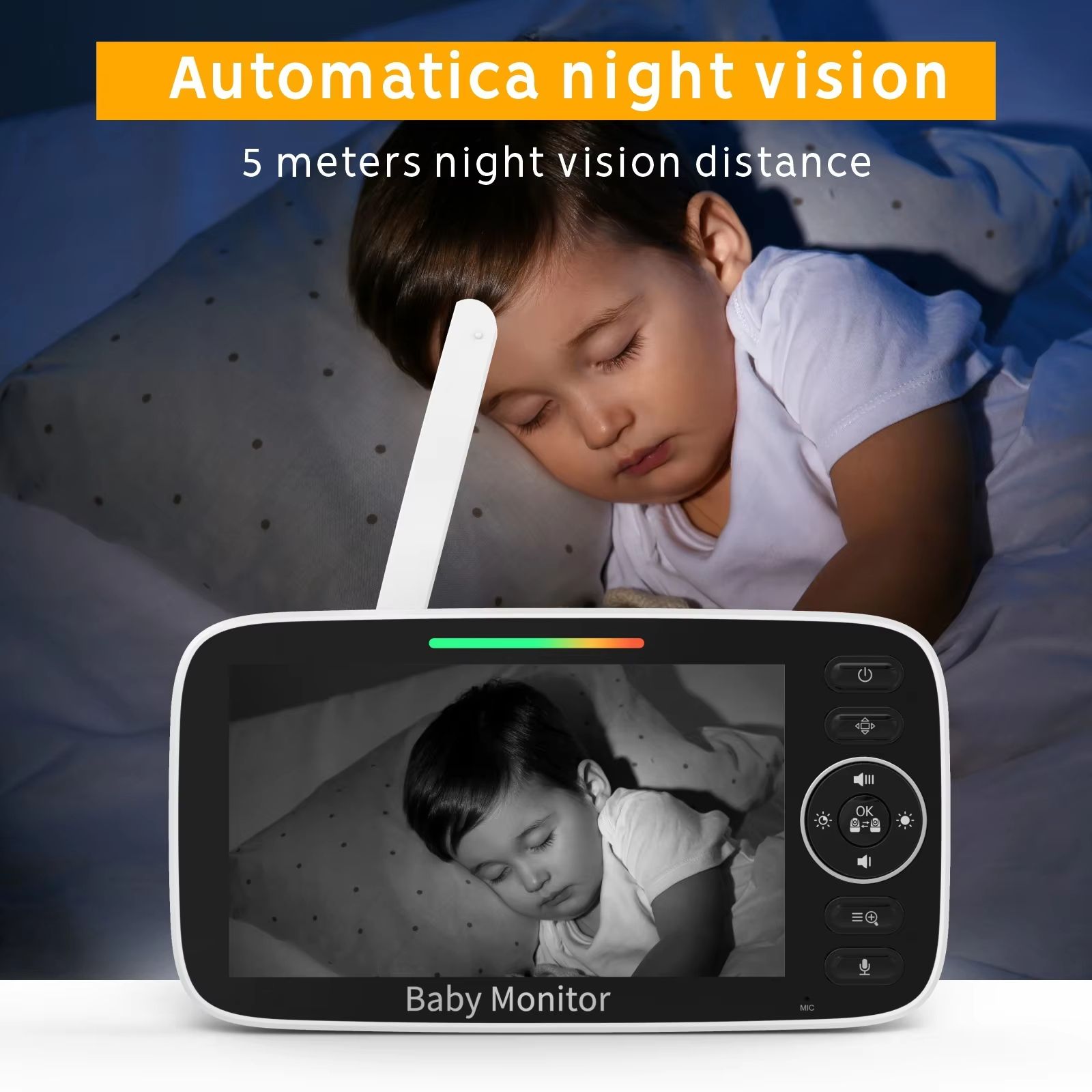 5 Inch Video Baby Monitor With Camera  4X Zoom Temperature Sensor TwoWay Audio  Lullabies 3