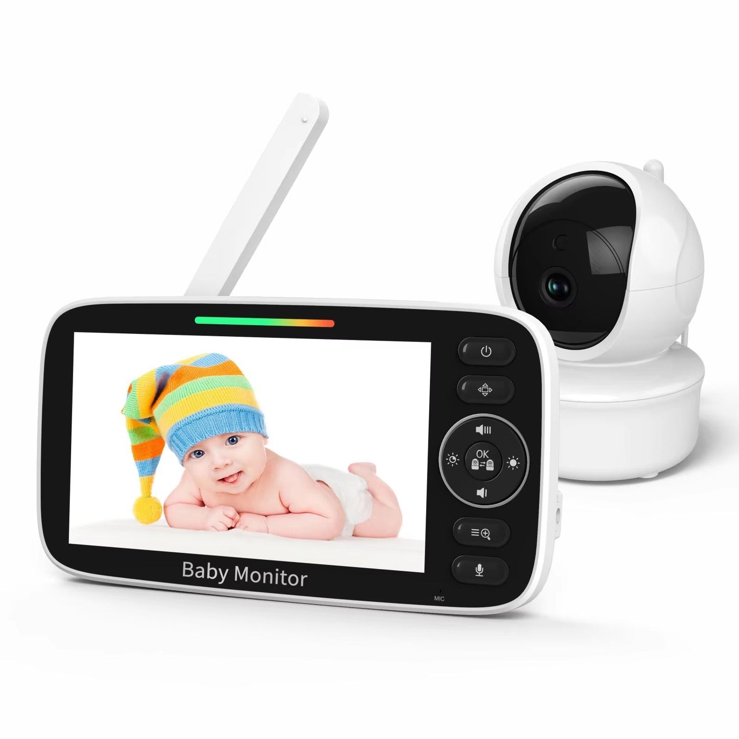 5 Inch Video Baby Monitor With Camera  4X Zoom Temperature Sensor TwoWay Audio  Lullabies 4