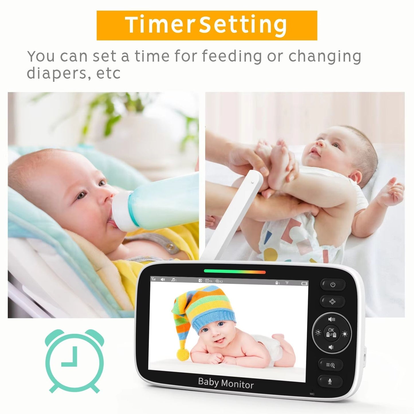 5 Inch Video Baby Monitor With Camera  4X Zoom Temperature Sensor TwoWay Audio  Lullabies 5