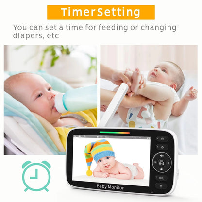 5 Inch Video Baby Monitor With Camera  4X Zoom Temperature Sensor TwoWay Audio  Lullabies 5