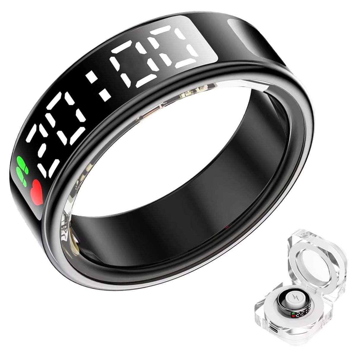 LED Display Smart Ring for Heart Rate, Sleep, and Oxygen Monitoring with Multi-Sport Modes