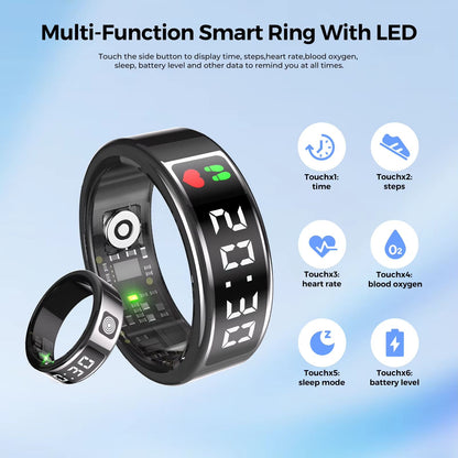 LED Display Smart Ring For Heart Rate Sleep And Oxygen Monitoring With MultiSport Modes 4