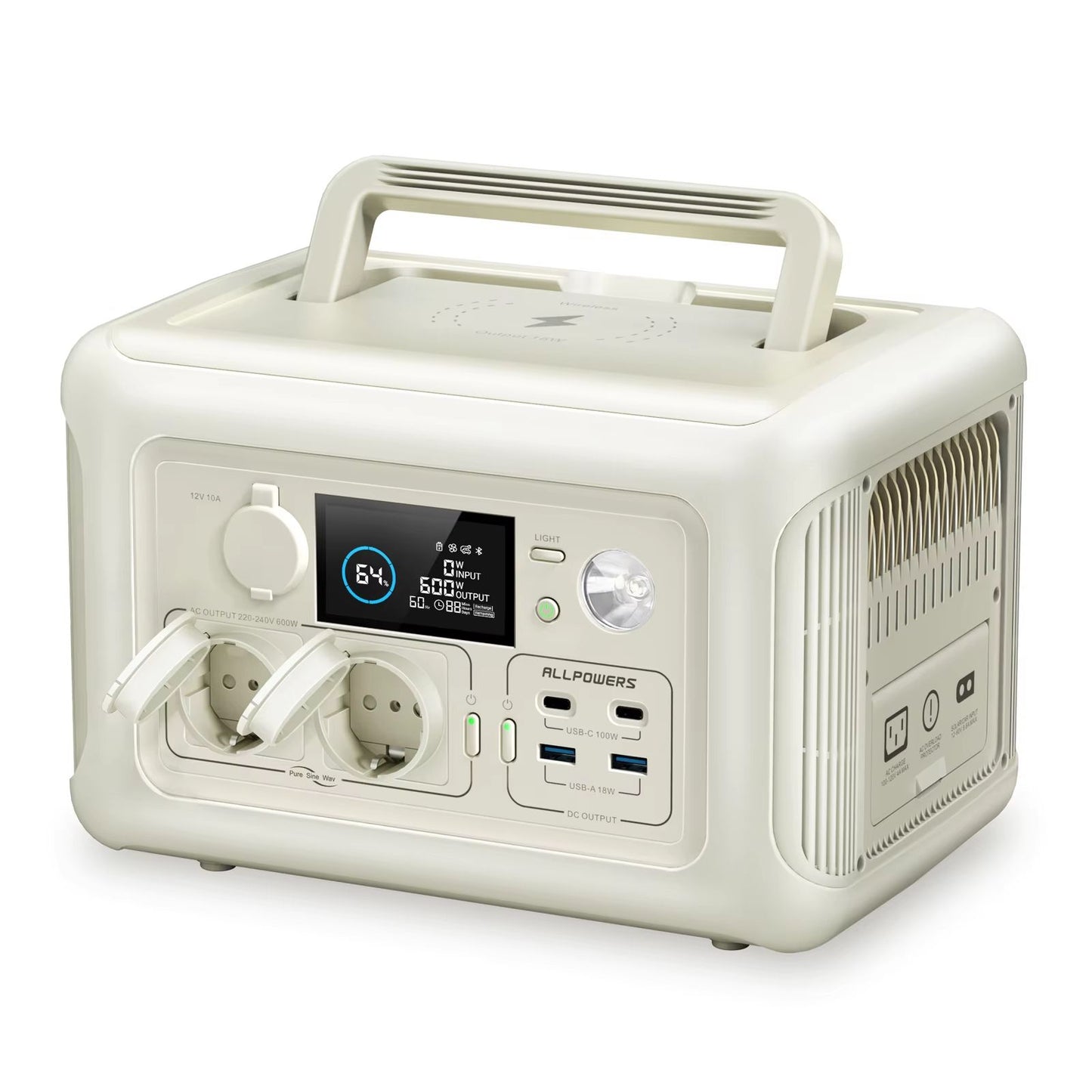ALLPOWERS R600 Portable Power Station 299Wh 600W LiFePO4 Generator with AC Outlets for Camping, RV, and Home Backup