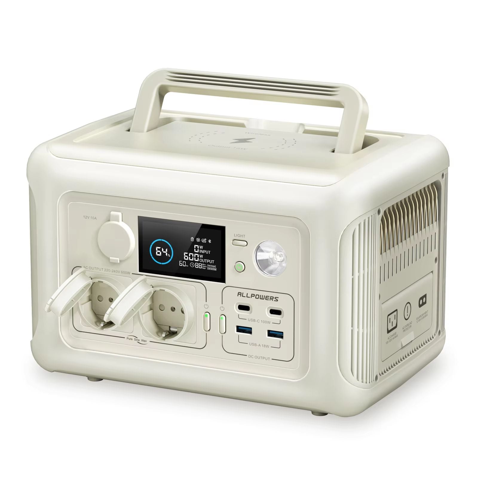 ALLPOWERS R600 Portable Power Station 299Wh 600W LiFePO4 Generator with AC Outlets for Camping, RV, and Home Backup