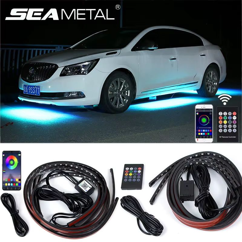 Car Underglow LED Light Kit – 8 Color Neon Accent Strips with Sound Active & APP Remote Control