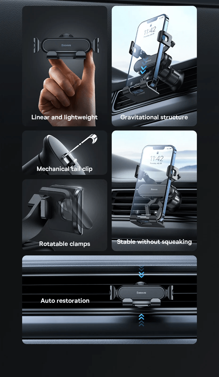 Baseus Car Phone Holder Air Vent Mount For IPhone And Samsung 1