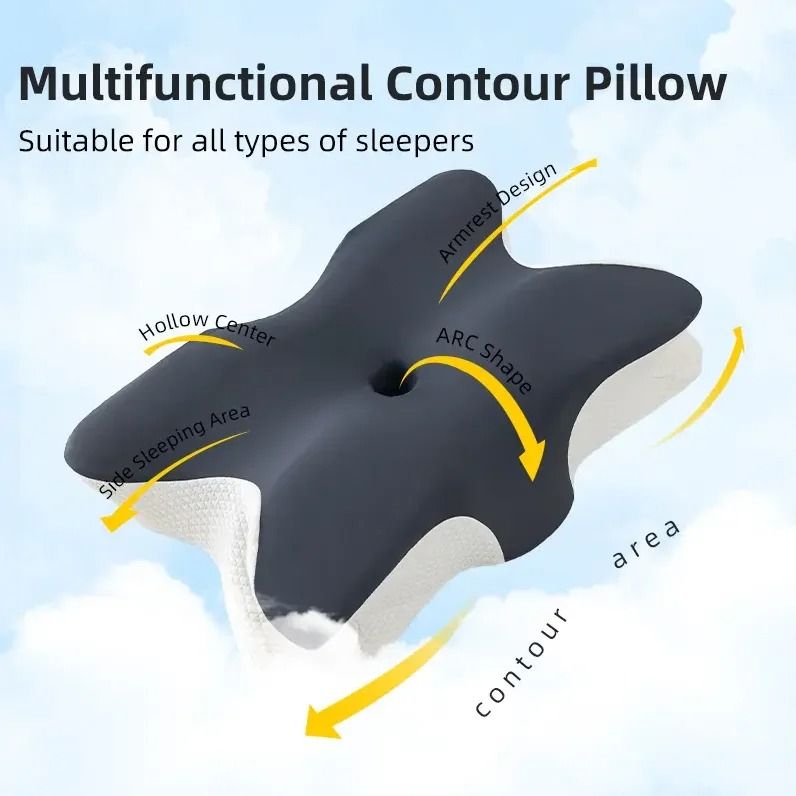Butterfly Shape Memory Foam Pillow With Neck Support Orthopedic Cervical Health Care Cushion 1