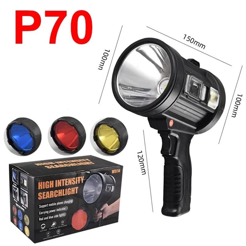 Rechargeable LED Spotlight With Solar Panel And COB Side Light For Camping And Hunting 9