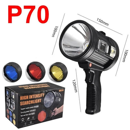 Rechargeable LED Spotlight With Solar Panel And COB Side Light For Camping And Hunting 9