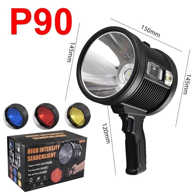 Rechargeable LED Spotlight With Solar Panel And COB Side Light For Camping And Hunting 10