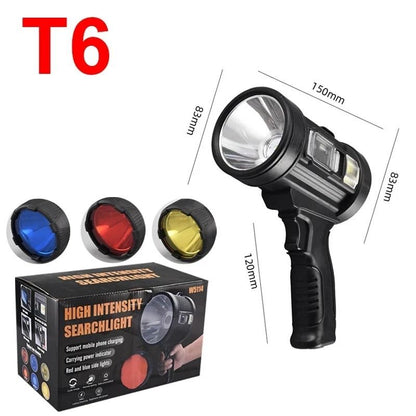 Rechargeable LED Spotlight With Solar Panel And COB Side Light For Camping And Hunting 8