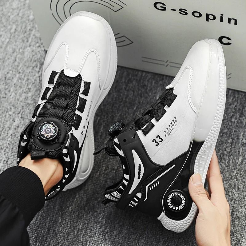 Mens Sneakers Rotating Buckle Non Slip Lace Up Durable Outdoor Shoes 3