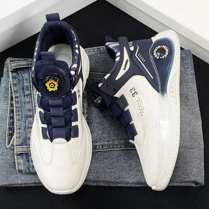 Mens Sneakers Rotating Buckle Non Slip Lace Up Durable Outdoor Shoes 4