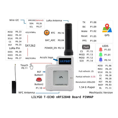 LILYGO TTGO TEcho LoRa Wireless Module With GPS NFC  EPaper Display 5