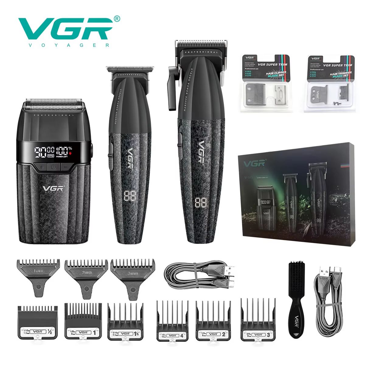 VGR V-640 Professional Hair Clipper – Rechargeable 9000 RPM Electric Hair Trimmer for Men