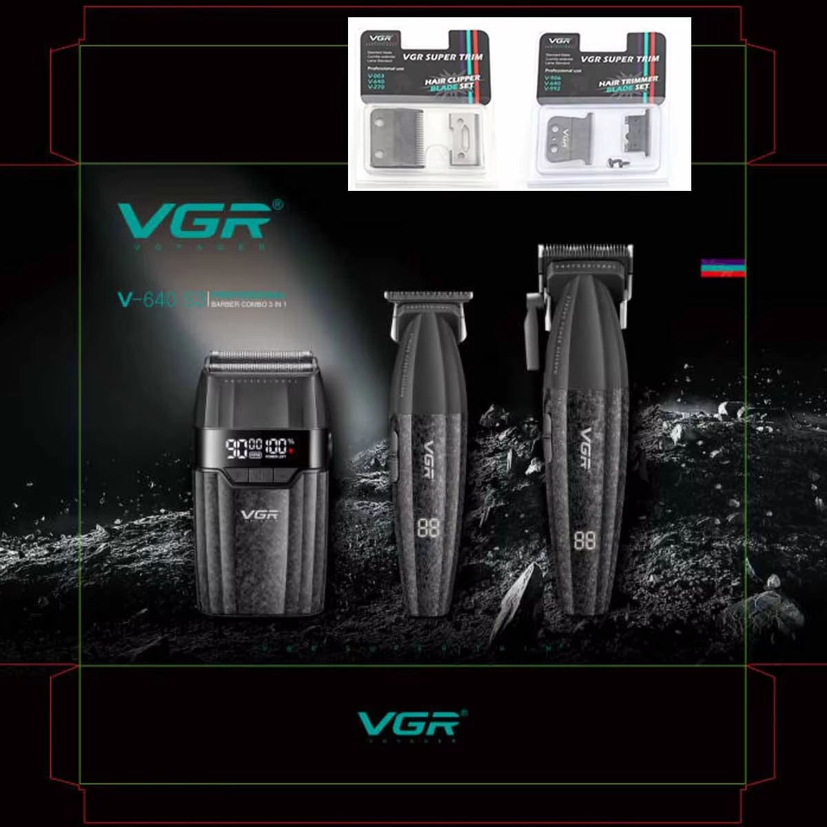 VGR V640 Professional Hair Clipper  Rechargeable 9000 RPM Electric Hair Trimmer For Men 9