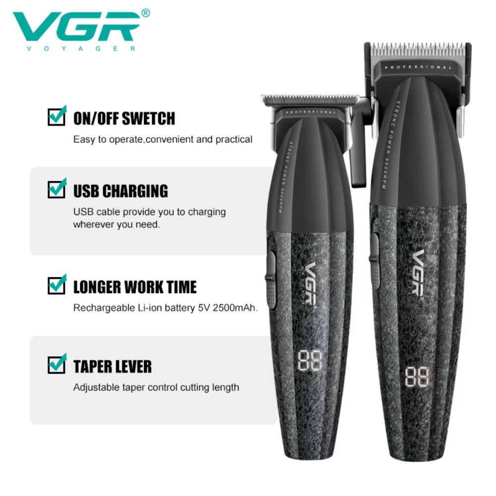 VGR V640 Professional Hair Clipper  Rechargeable 9000 RPM Electric Hair Trimmer For Men 1