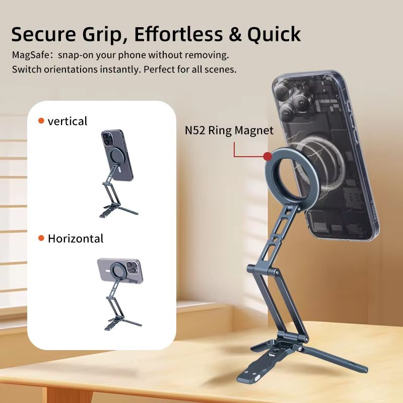 XILETU MagSafe Magnetic Phone Tripod Stand  Foldable Desktop Holder With Hook For IPhone  Smartphon 1