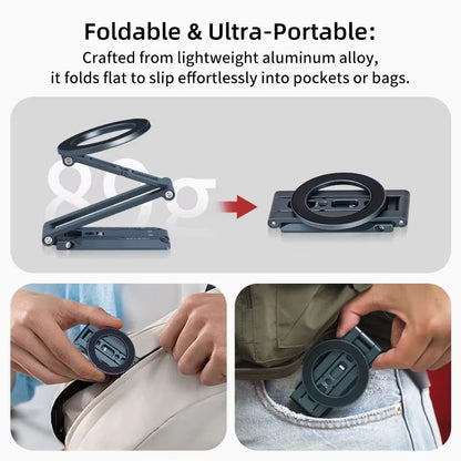 XILETU MagSafe Magnetic Phone Tripod Stand  Foldable Desktop Holder With Hook For IPhone  Smartphon 3