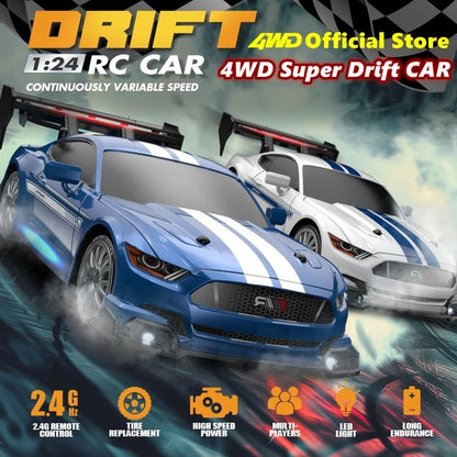 4WD RC Drift Car With LED Lights Rechargeable Remote Control Racing Toy 2