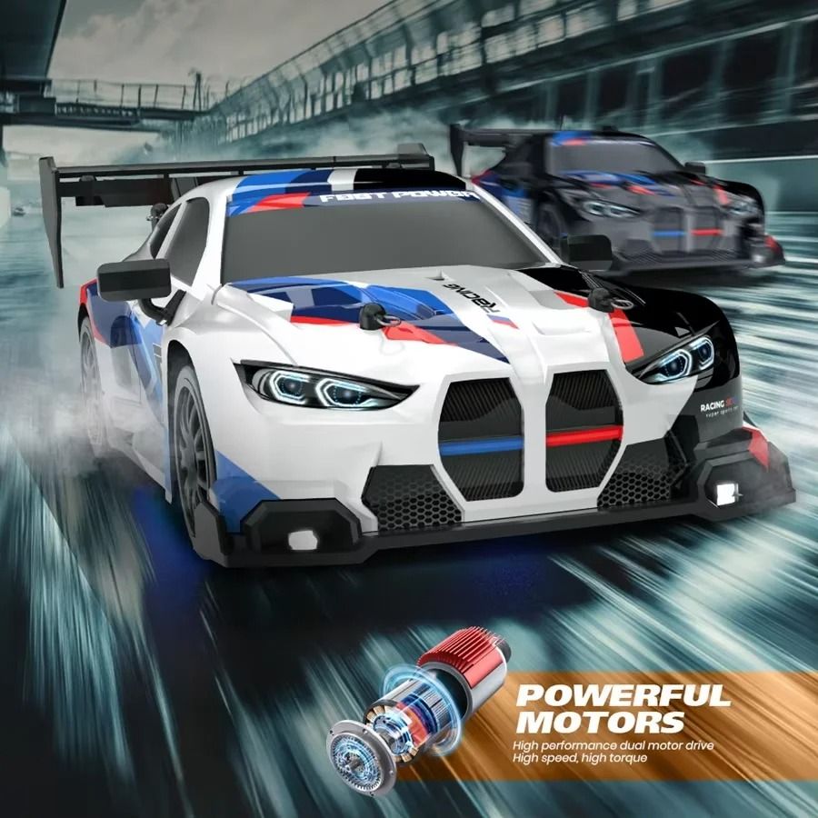 4WD RC Drift Car With LED Lights Rechargeable Remote Control Racing Toy 4