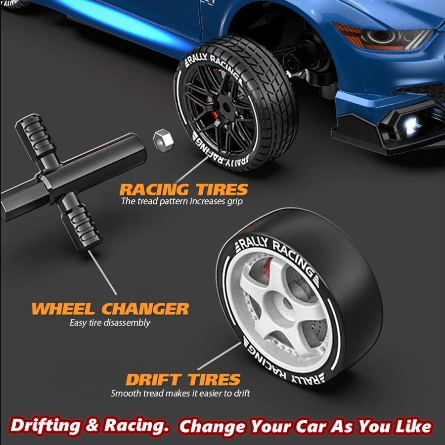 4WD RC Drift Car With LED Lights Rechargeable Remote Control Racing Toy 6