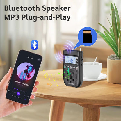 J618 Portable AM FM Bluetooth Radio With Speaker Rechargeable MP3 Player  USBC Charging 1